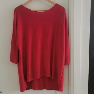 Everyday Scoop Neck Relaxed Sweater in Red